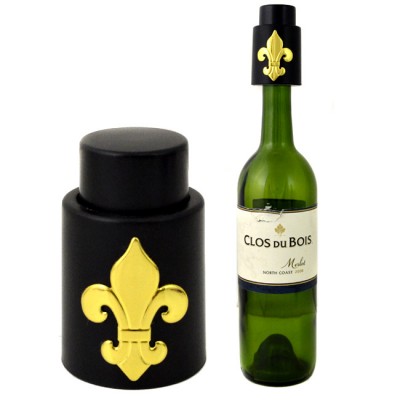 181138GD- VACUUM WINE STOPPER BLACK / W GOLD FDL